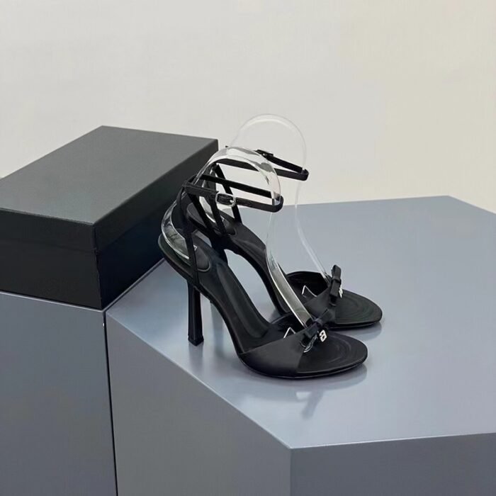 French Satin High Heels Sandals Women's Summer 2023 New Niche High-end High-end One-toe Open-toe Sandals with Thin Heels for Women - Image 3