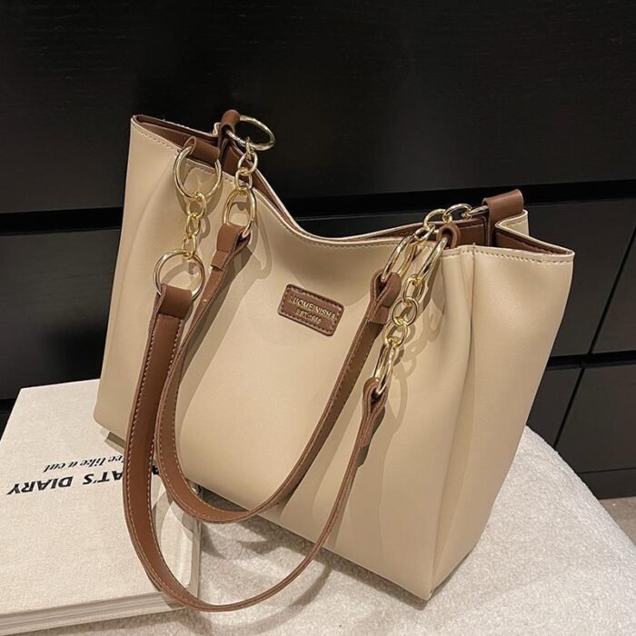 This Year's Popular Large-Capacity Women's Bag 2025 New Fashion Accessible Luxury Elegant One-Shoulder Commuter Tote Bag Hard Bottom Stereo - Image 4