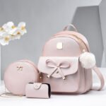 Foreign Trade Hot-Selling Three-Piece Set of Crossbody Bags for Women 2025 New Versatile Casual Backpack for Women Pu Fashion School Bag for Middle School Students