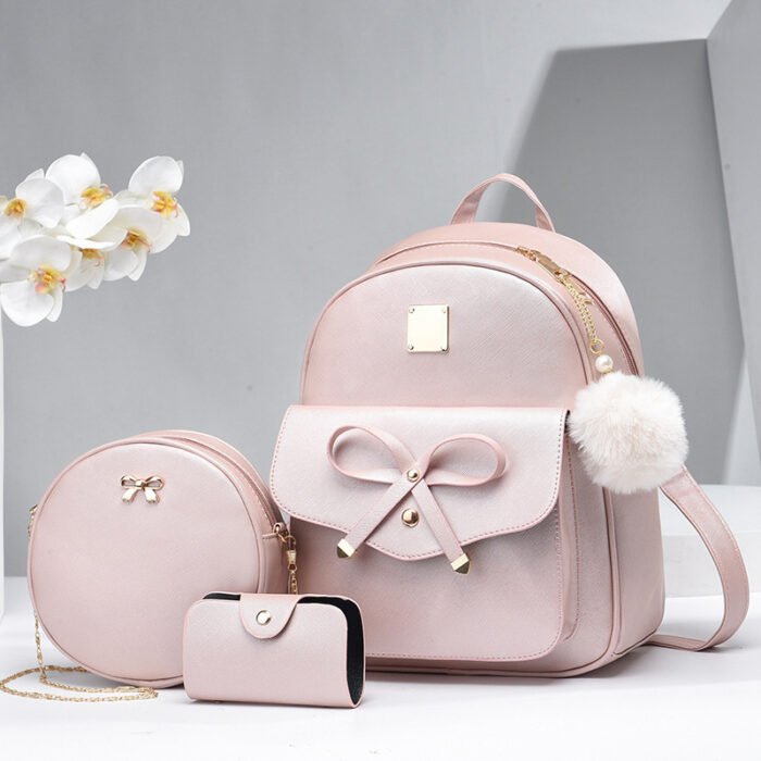 Foreign Trade Hot-Selling Three-Piece Set of Crossbody Bags for Women 2025 New Versatile Casual Backpack for Women Pu Fashion School Bag for Middle School Students - Image 1