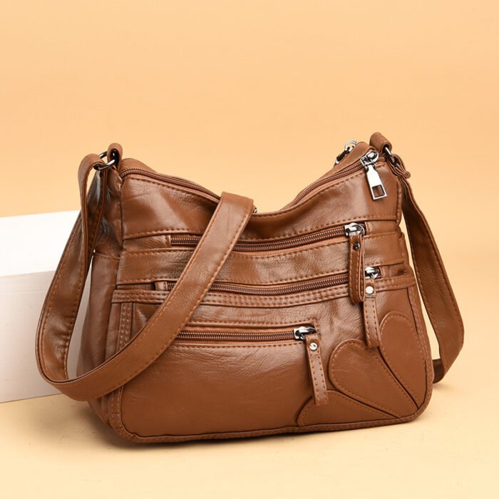 Middle-Aged and Elderly Women's Bags 2026 New Style Women's Soft Leather Backpack Large Capacity Single Shoulder Crossbody Bag Middle-Aged Mother's Bag - Image 1
