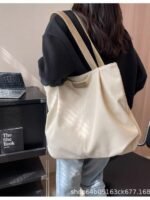 Casual Large Capacity Bag Women's Summer Fashion Shoulder Bag Simple All-match Canvas Tote Bag College Students' School Bag - Image 4