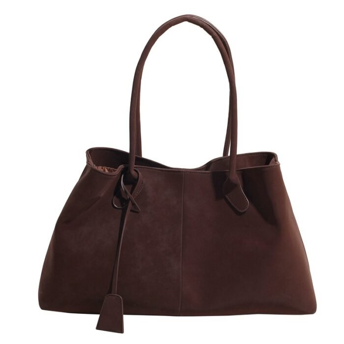 Cross-Border Retro Shoulder Bag Women's Suede Frosted Tote Bag Large Capacity Work Commuting High-End Armpit Shoulder Bag - Image 5
