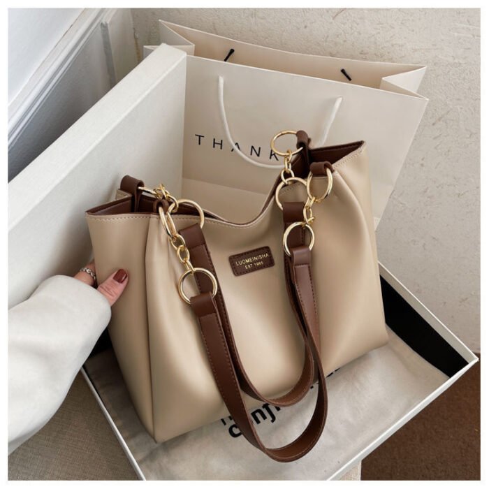 This Year's Popular Large-Capacity Women's Bag 2025 New Fashion Accessible Luxury Elegant One-Shoulder Commuter Tote Bag Hard Bottom Stereo - Image 2