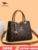 Kangaroo Genuine Leather Women's Bag, Atmospheric Handbag, 2025 New Style, Middle-Aged Mother Bag, Versatile Shoulder Crossbody Bag - Image 2