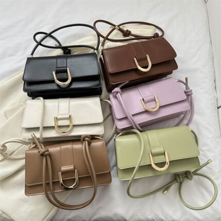 New Textured Women's Bag 2024 Spring New Arrival Belt Buckle Fashionable Stylish Small Square Bag Casual Shoulder Small Crossbody Bag