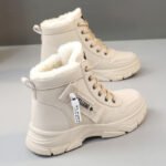 W2557 Boots Women's Trbottomy 2024 Winter New Non-Slip Student Thick-Soled Fleece-Lined Cotton Shoes Increased Waterproof Women's Shoes