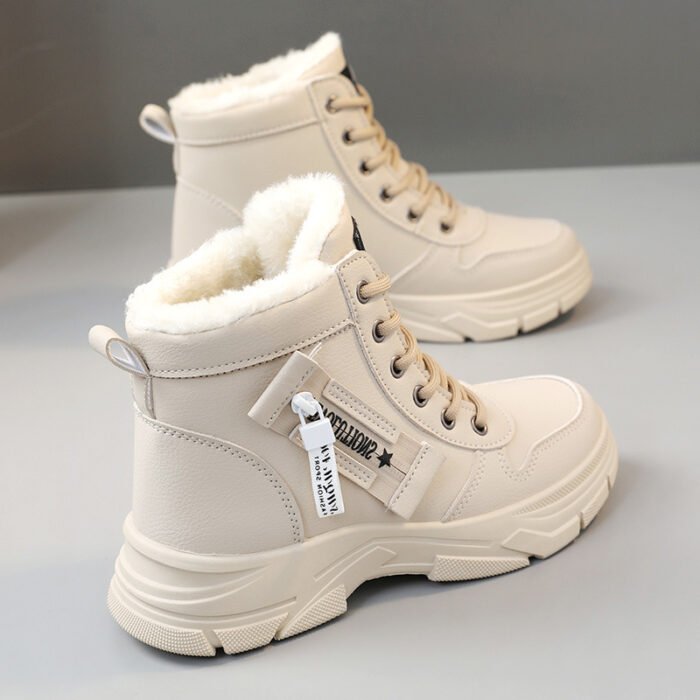 W2557 Boots Women's Trbottomy 2024 Winter New Non-Slip Student Thick-Soled Fleece-Lined Cotton Shoes Increased Waterproof Women's Shoes - Image 1