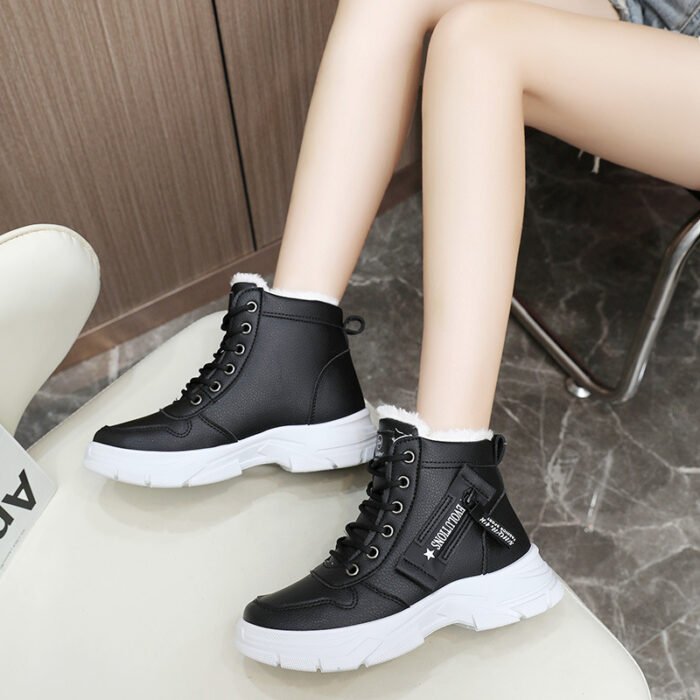 W2557 Boots Women's Trbottomy 2024 Winter New Non-Slip Student Thick-Soled Fleece-Lined Cotton Shoes Increased Waterproof Women's Shoes - Image 3