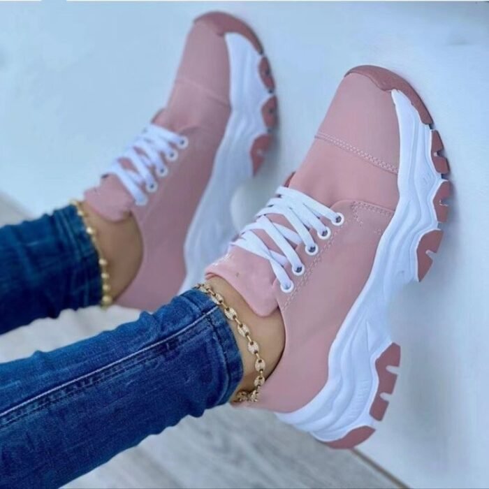 sneaker women's 2024 new foreign trade plus size Europe and the United States thick-soled color matching casual low-top sports shoes manufacturers direct supply - Image 2
