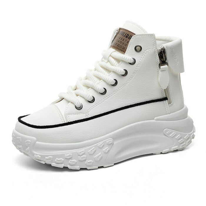 Zy0011 High-Top Shoes for Women Autum 2023 New Women's Shoes Round-Toe Shoes Thick-Soled Heightening Casual Sneakers Street Shooting Ins - Image 5