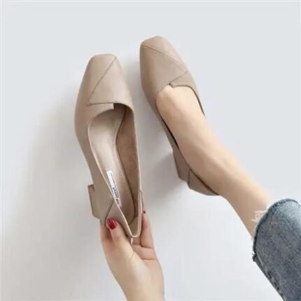 Spring and Autumn New Four Seasons Shoes Soft Sole Middle-aged and Elderly Women's Shoes Thick Heel Shoes for Mother British-style Comfortable Casual Leather Shoes for Work