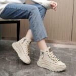Zy0011 High-Top Shoes for Women Autum 2023 New Women's Shoes Round-Toe Shoes Thick-Soled Heightening Casual Sneakers Street Shooting Ins - Image 3