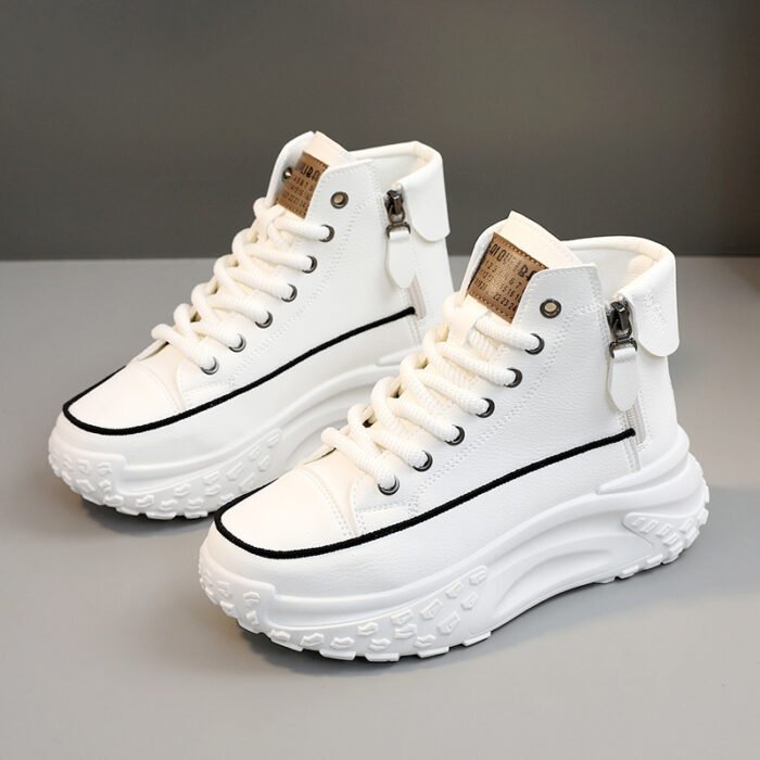 Zy0011 High-Top Shoes for Women Autum 2023 New Women's Shoes Round-Toe Shoes Thick-Soled Heightening Casual Sneakers Street Shooting Ins - Image 2