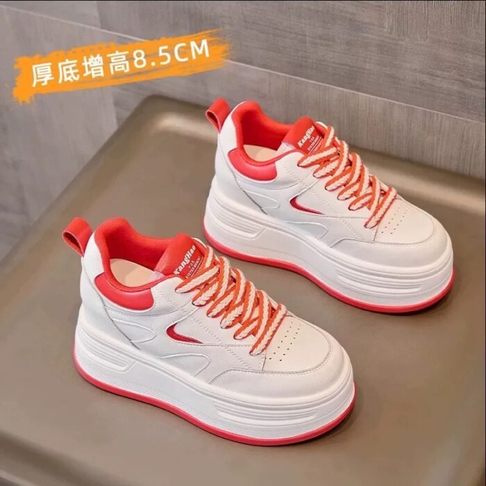 Small Shoes Women's 2025 Spring New Inner Height Women's Shoes 8cm Small White Shoes Platform Shoes Casual White Shoes - Image 2