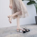 Mid-Heel Sandals for Women Summer New Style High-Heeled Slippers with One-Strap Buckle, Open-Toe, Simple and Versatile Chunky Heel Women's Shoes - Image 4