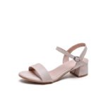 Mid-Heel Sandals for Women Summer New Style High-Heeled Slippers with One-Strap Buckle, Open-Toe, Simple and Versatile Chunky Heel Women's Shoes - Image 5