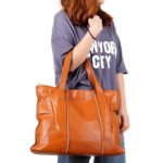 Genuine Leather Large Capacity Tote Bag – First-Layer Cowhide Shoulder & Commuter Bag for Women - Image 5