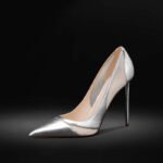 Spliced Mesh Silver High Heels Women's Pointed Toe Shallow Mouth Elegant Stiletto Shoes - Image 3