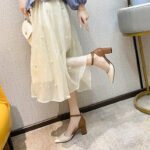 Color-Blocked Fashion Sandals for Women New Spring and Autumn Versatile Mid-Heel Chunky Heel Pointed Toe Hollow High Heels - Image 2