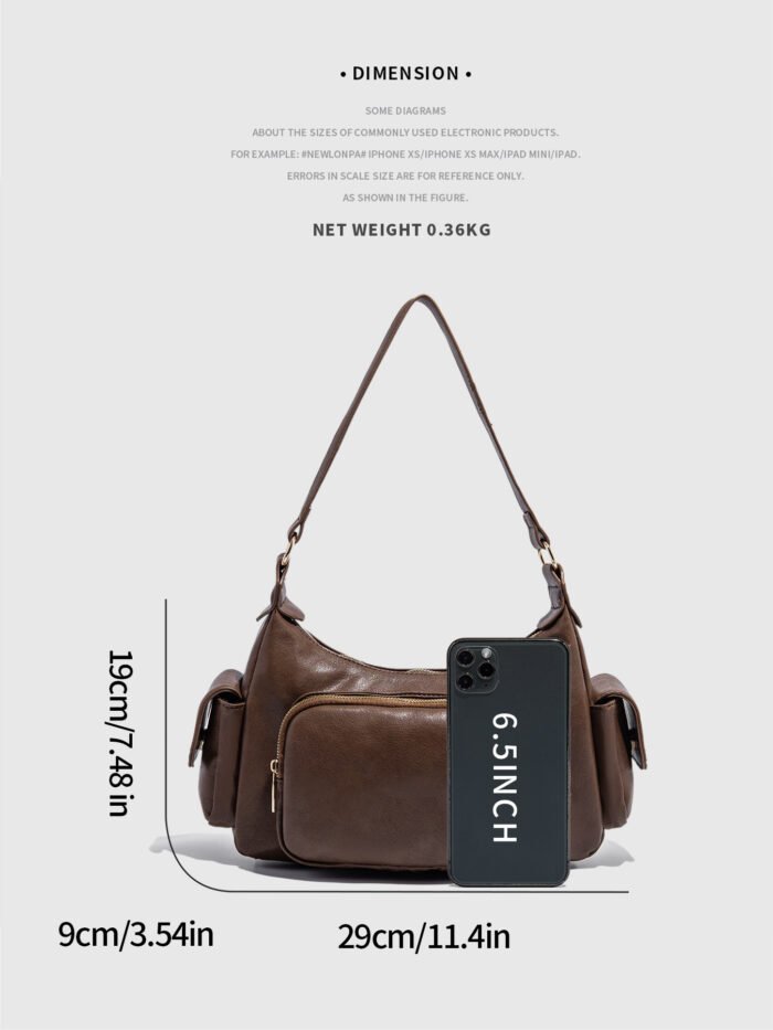 Niche High-End Functional Vintage Motorcycle Shoulder Bag – Crossbody Underarm with Multiple Pockets - Image 3