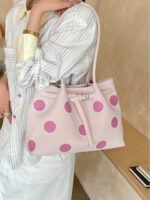 Polka Dot Shoulder Bag for Women – Large Capacity Commuter Tote, Underarm Style, Spring Fashion - Image 5