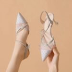 Women's High-Heeled Rhinestone Sandals – Pointed Toe, Shallow Mesh Stiletto, Summer Fashionable Versatile Shoes - Image 2