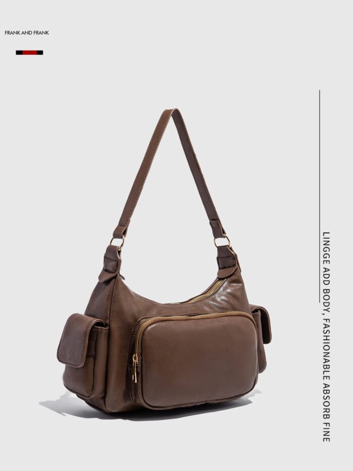 Niche High-End Functional Vintage Motorcycle Shoulder Bag – Crossbody Underarm with Multiple Pockets - Image 2