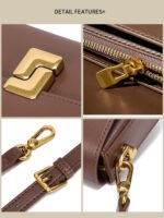 Genuine Leather Crossbody Bag for Women, Versatile Commuter Small Square Bag, Fashion Trendy High-End Cowhide Women's Bag - Image 5