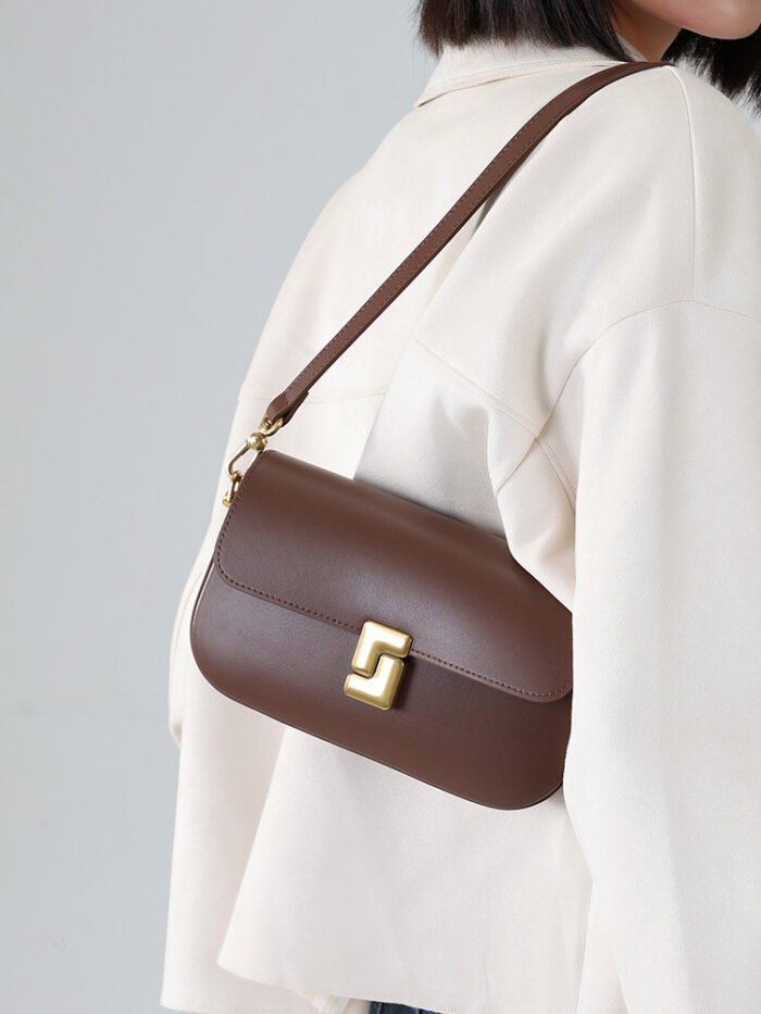 Genuine Leather Crossbody Bag for Women, Versatile Commuter Small Square Bag, Fashion Trendy High-End Cowhide Women's Bag - Image 2