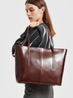 Retro Cowhide Women's Tote Bag – Large Capacity Genuine Leather Shoulder Bag for Versatile Work & Everyday Use