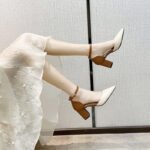 Color-Blocked Fashion Sandals for Women New Spring and Autumn Versatile Mid-Heel Chunky Heel Pointed Toe Hollow High Heels