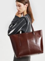 Retro Cowhide Women's Tote Bag – Large Capacity Genuine Leather Shoulder Bag for Versatile Work & Everyday Use - Image 3