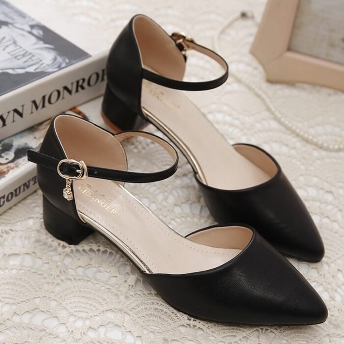 Baotou Women's Chunky Heel Sandals – Mid Heel, Single-Layer, Pointed Toe, Comfortable, All-Match Spring & Summer Work Sandals - Image 4