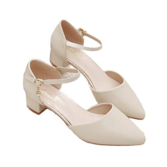 Baotou Women's Chunky Heel Sandals – Mid Heel, Single-Layer, Pointed Toe, Comfortable, All-Match Spring & Summer Work Sandals - Image 5
