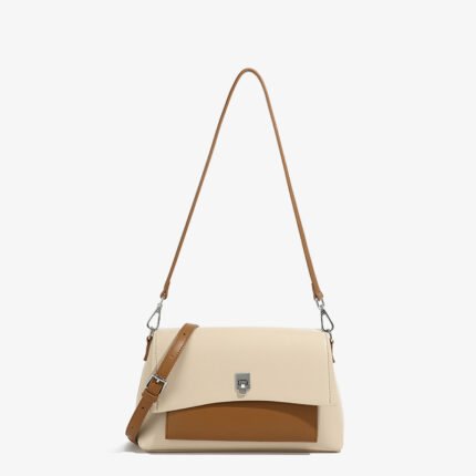 Genuine Leather Lock-Buckle Underarm Shoulder Bag – High-End Korean Style Small Square Bag, Light Luxury Retro Casual