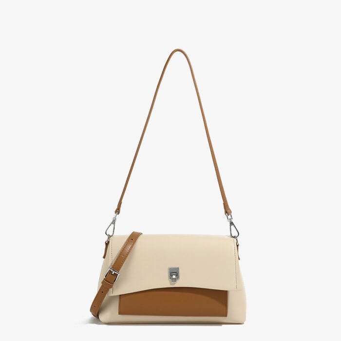 Genuine Leather Lock-Buckle Underarm Shoulder Bag – High-End Korean Style Small Square Bag, Light Luxury Retro Casual - Image 1