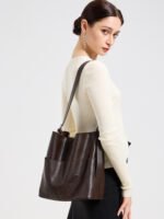 Spring Vintage Vegetable‑Tanned Leather Single‑Shoulder Underarm Tote Bag – Women's Large Capacity, Lazy Style, Mother‑Daughter