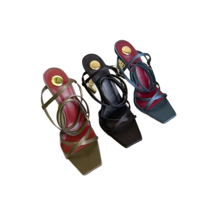 Summer Black High-Heeled Shoes with Thin Straps, Square Toe, Open Toe, Single Strap Sandals for Women, Ultra-High Heels - Image 5