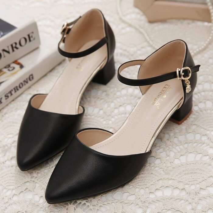 Baotou Women's Chunky Heel Sandals – Mid Heel, Single-Layer, Pointed Toe, Comfortable, All-Match Spring & Summer Work Sandals - Image 3