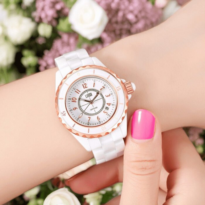 Authentic White Ceramic Women's Watch – Waterproof, Luminous, Fully Automatic, Fashionable & Versatile. - Image 4