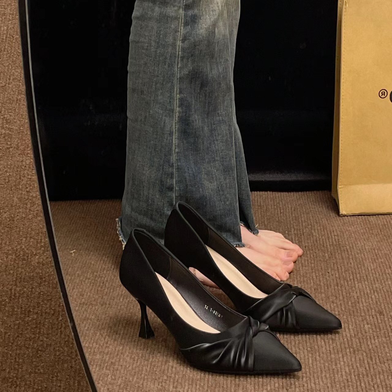 Art Exam Broadcasting and Hosting Off-White High-Heeled Shoes for Women with Stiletto Heels Pointed Toe Non-Tiring Work Clothing Professional Shoes - Image 3
