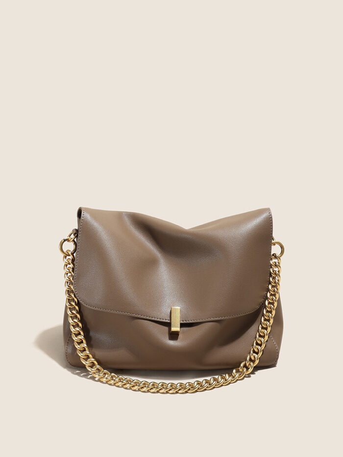 Cowhide Large Capacity Crossbody Chain Tote – Women's High-End Hot-Selling Bag Genuine Leather Bag - Image 5