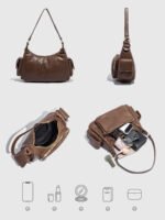 Niche High-End Functional Vintage Motorcycle Shoulder Bag – Crossbody Underarm with Multiple Pockets - Image 5