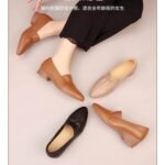 Soft Leather Women's Black Wedge Shoes – Thick & Middle Heel, Pointed Toe, Shallow Mouth, Moms Shoe - Image 4