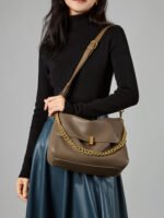 Cowhide Large Capacity Crossbody Chain Tote – Women's High-End Hot-Selling Bag Genuine Leather Bag - Image 2