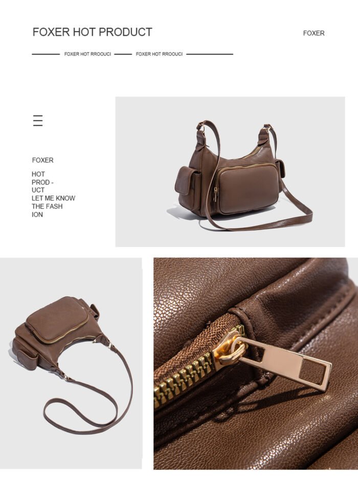 Niche High-End Functional Vintage Motorcycle Shoulder Bag – Crossbody Underarm with Multiple Pockets - Image 4