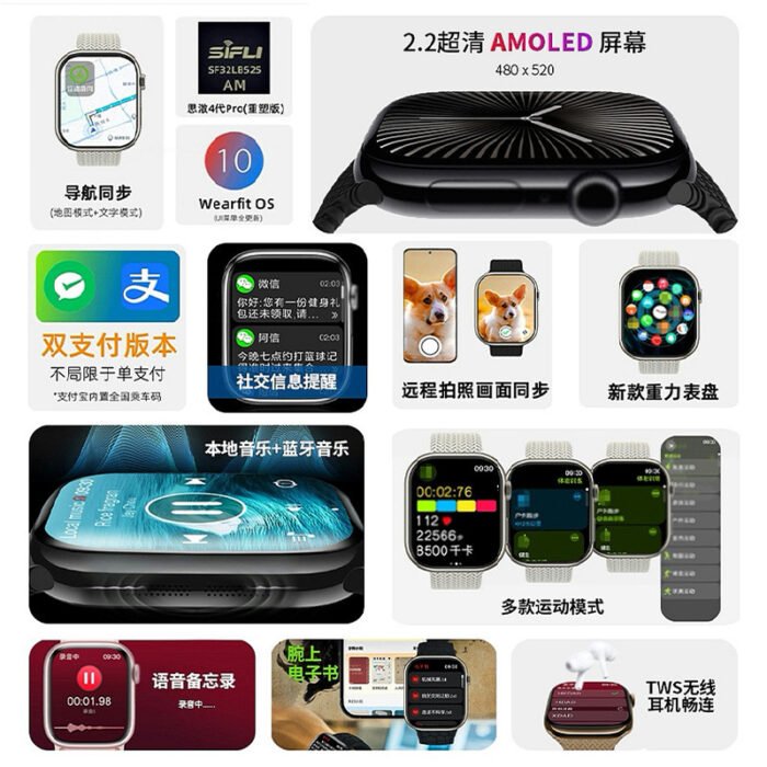 Huaqiangbei Watchs1 Smart Watch Black Tech, Dual Gender, Couple Sports Bracelet, Women & Men - Image 4