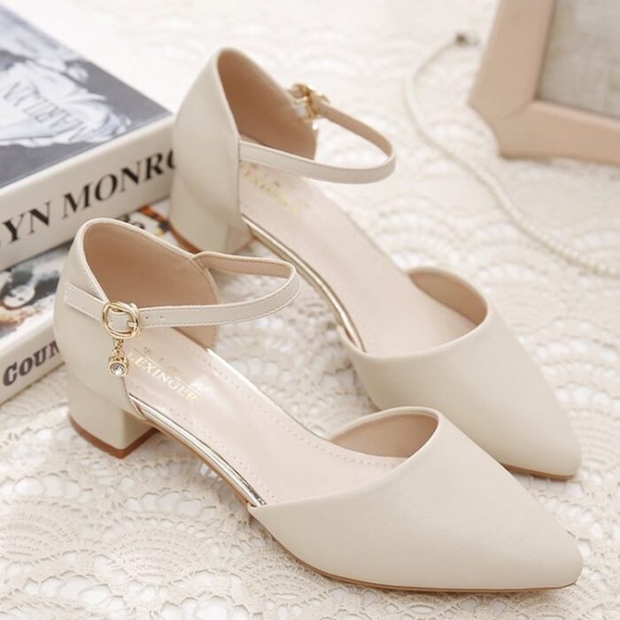 Baotou Women's Chunky Heel Sandals – Mid Heel, Single-Layer, Pointed Toe, Comfortable, All-Match Spring & Summer Work Sandals - Image 2