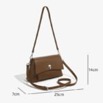 Genuine Leather Lock-Buckle Underarm Shoulder Bag – High-End Korean Style Small Square Bag, Light Luxury Retro Casual - Image 2